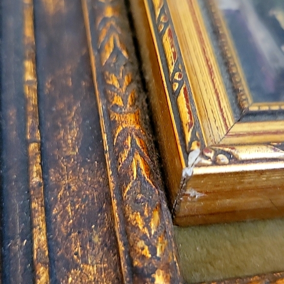 VTG FRAMED ART WITH METAL DESIGN ATTACHED BELOW - Picture 4 of 6